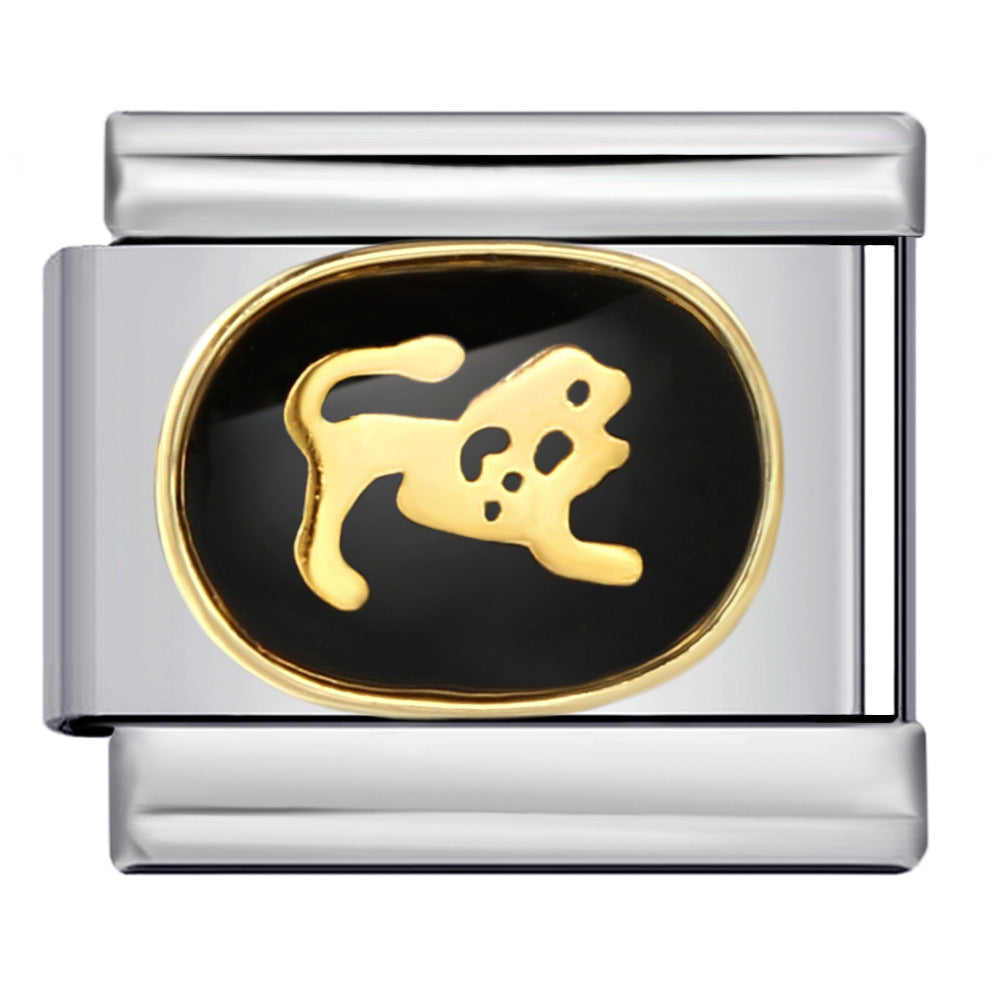 Wholesale Italian Charm Bracelet 9mm DIY Splicing Removable Black Zodiac Stainless Steel Composable Bracelet