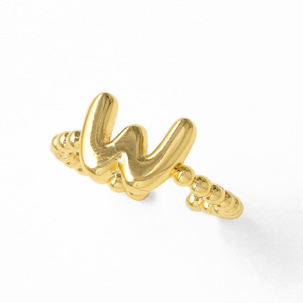 Wholesale 26 English letter rings gold-plated open rings