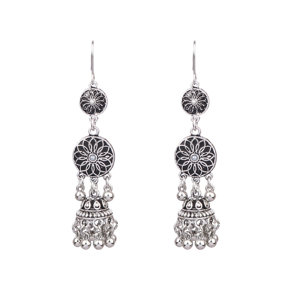 Wholesale Tribal Long Bell Tassel Earrings Alloy Jewelry Accessory for Resale