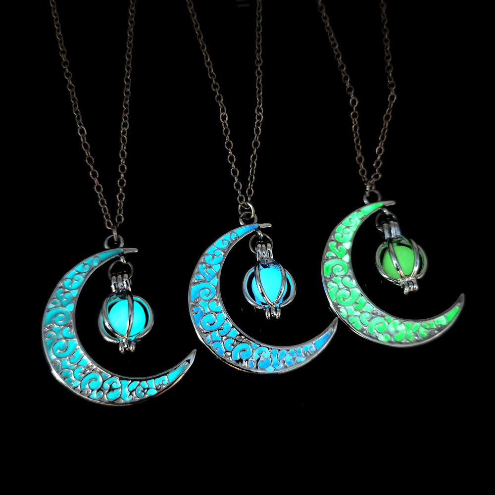Wholesale  Luminous Moon Pumpkin Pendant Necklace