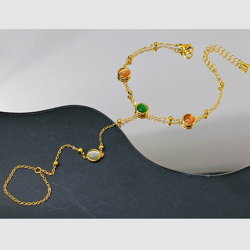 Wholesale Fashion Girl Bracelet Frosted Butterfly Titanium Steel Beads Bracelet