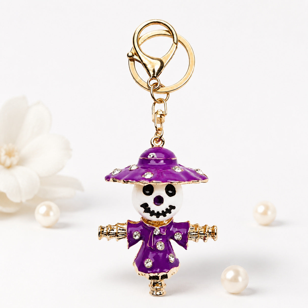Wholesale  Cartoon Enamel Keychain with Crystal Inlay,  Bag Charm Car Key Accessory Gift
