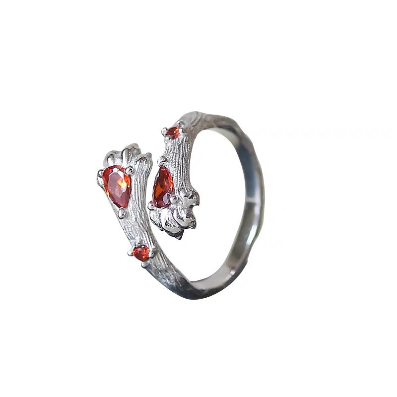 Wholesale  Cute Cat Claw Red Diamond Opening Adjustable  Ring