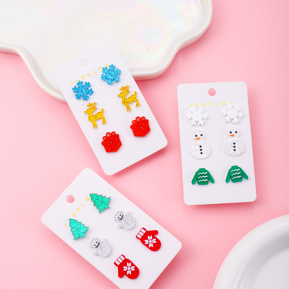 Wholesale  Acrylic Combination Christmas Earrings suit
