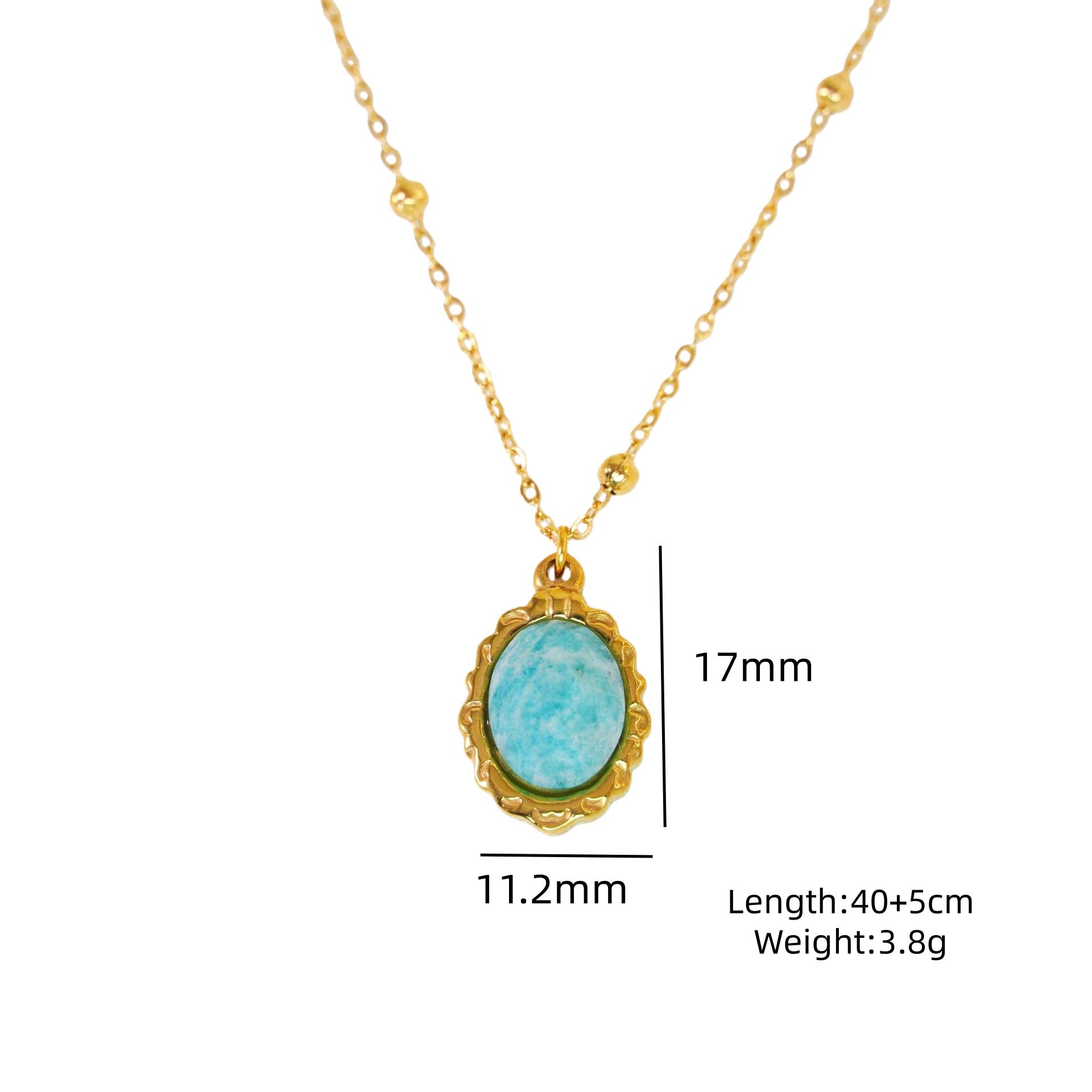 Wholesale Light Luxury Blue Tianhe Stone 14K Gold Plated Titanium Steel Necklace,  Fashion Jewelry Accessory Gift