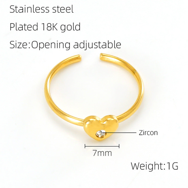 Wholesale Stainless Steel Micropaved Zirconia Ring Live Mouth Adjustable Titanium Steel ACC-RS-ZhongXin002
