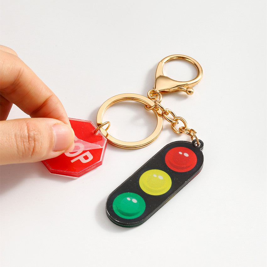Wholesale Acrylic Car Bus Traffic Light Keychain