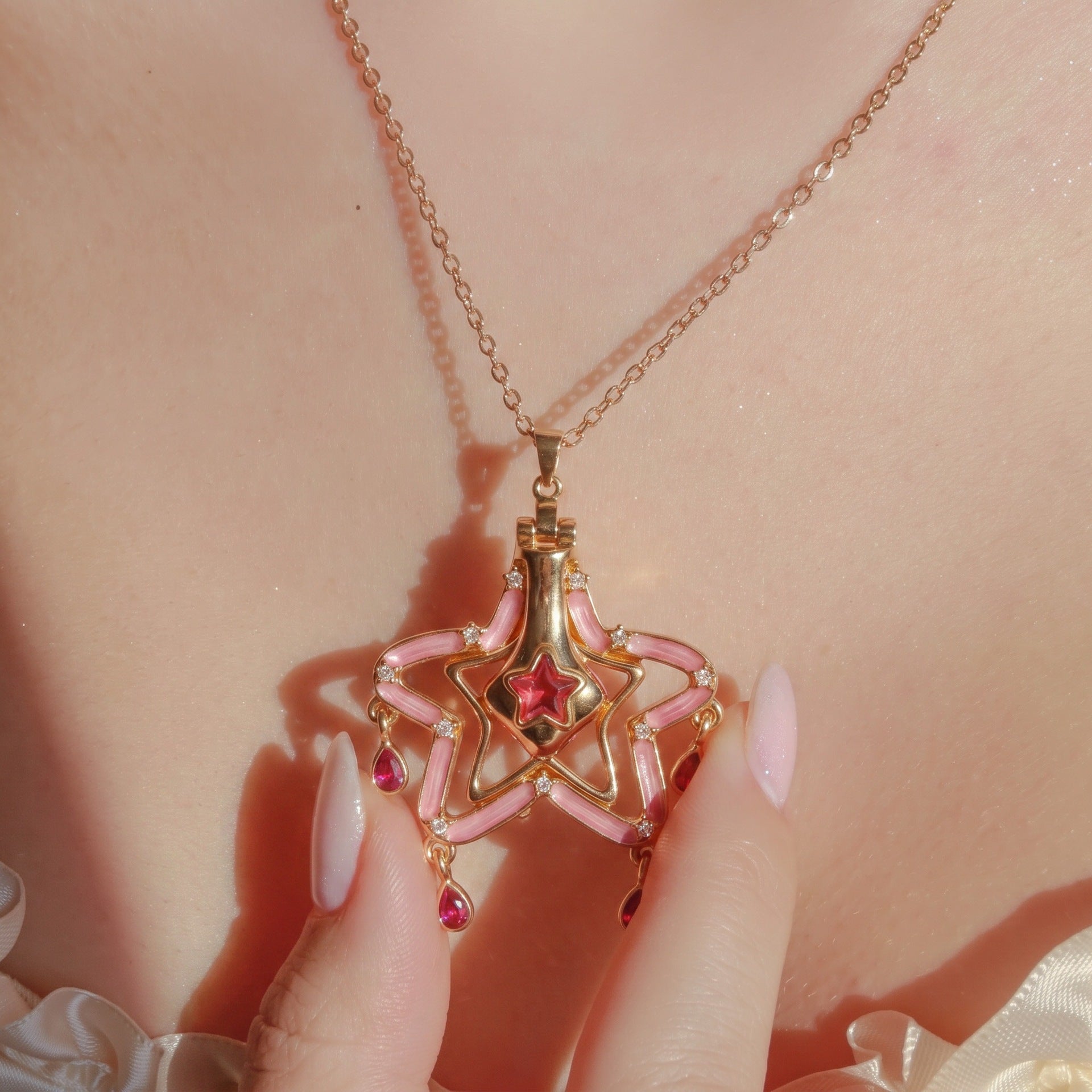 Wholesale Fashion Love Heart Quicksand Bottle Pendant Necklace Copper Zircon Jewelry Cute Butterfly Star Design Gift Boutique Resale