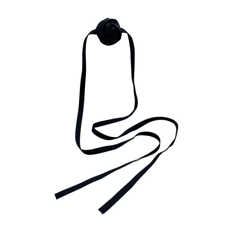 Wholesale Rose Satin Neck Chain Flower Ribbon Multi-use Hair Wrist Necklace