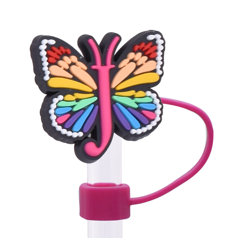 Wholesale Random 100pcs Creative DIY butterfly letters Straw Cover Straw Tube Cap