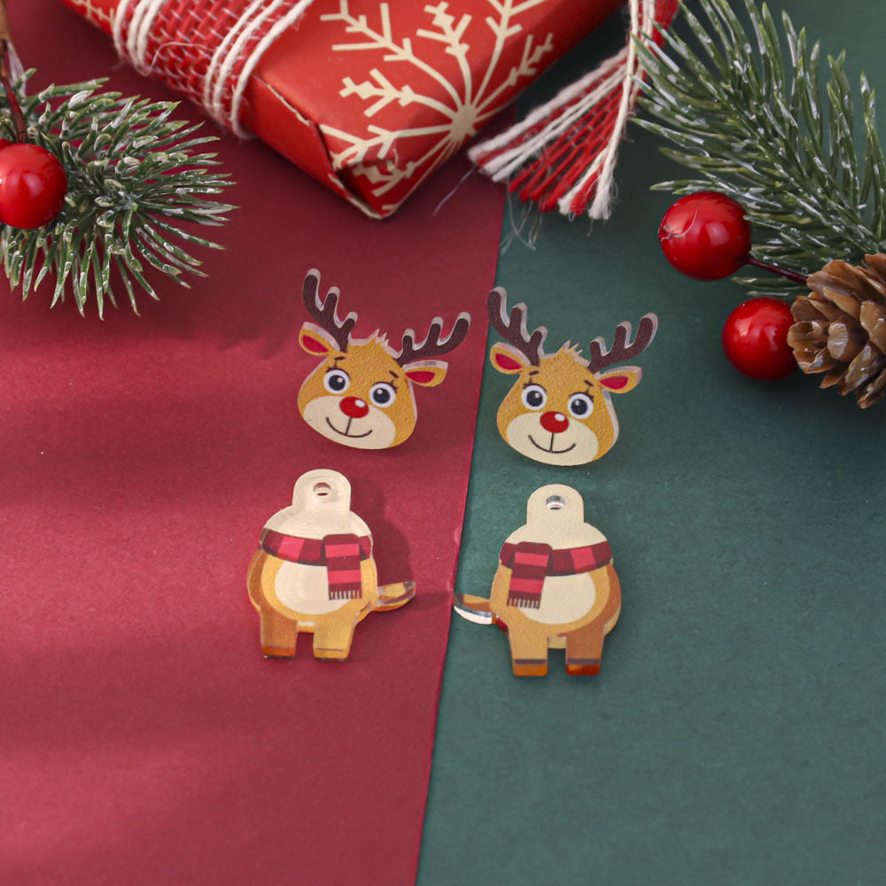 Wholesale Cute cartoon front and back Christmas stud earrings