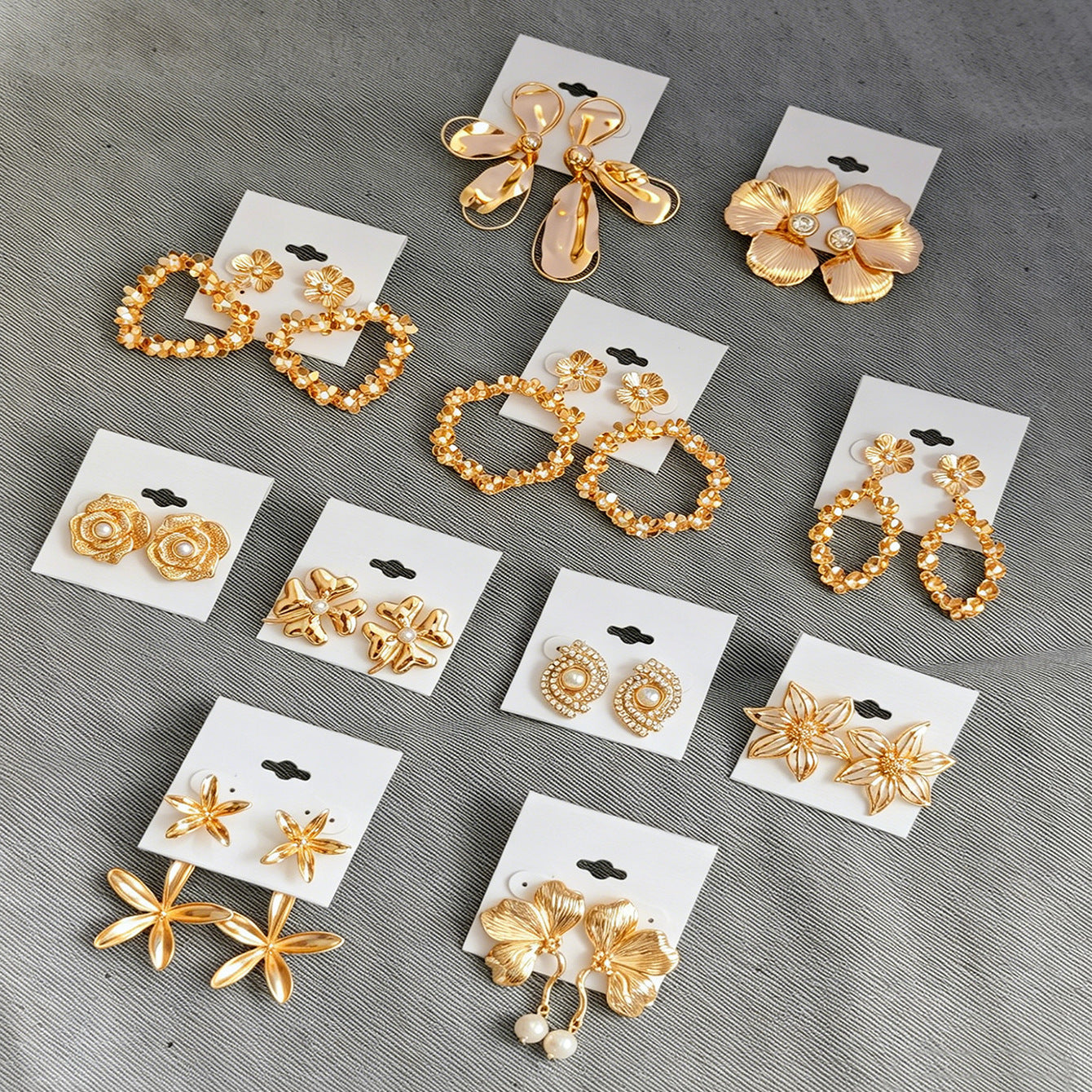 Wholesale Retro Chic Wrinkled Petal Flower Earrings For Women Zinc Alloy Party Jewelry Accessory Gift