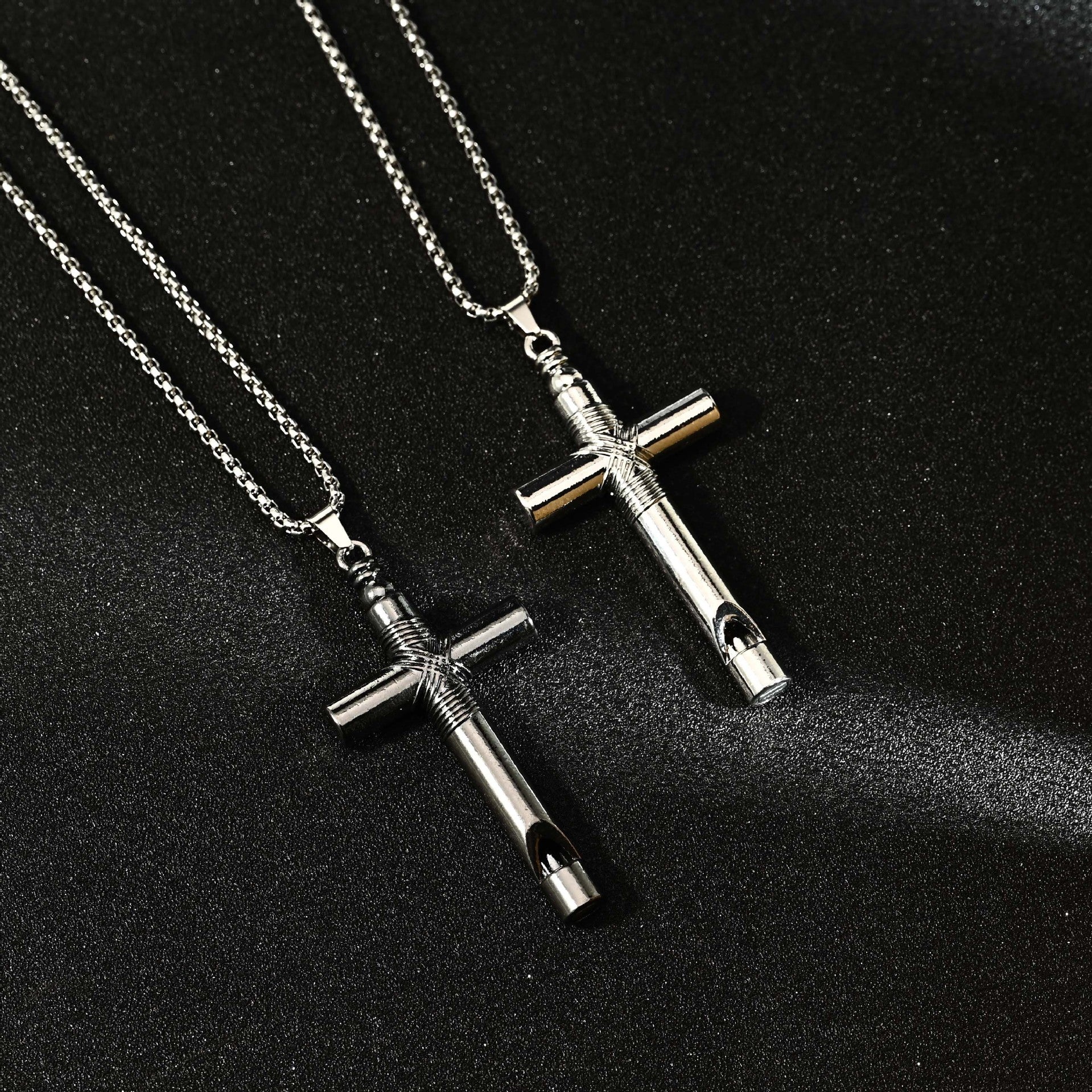 Wholesale Hip Hop Cross Pendant Whistle Necklace Chic Jewelry Accessory Gift For Men Women
