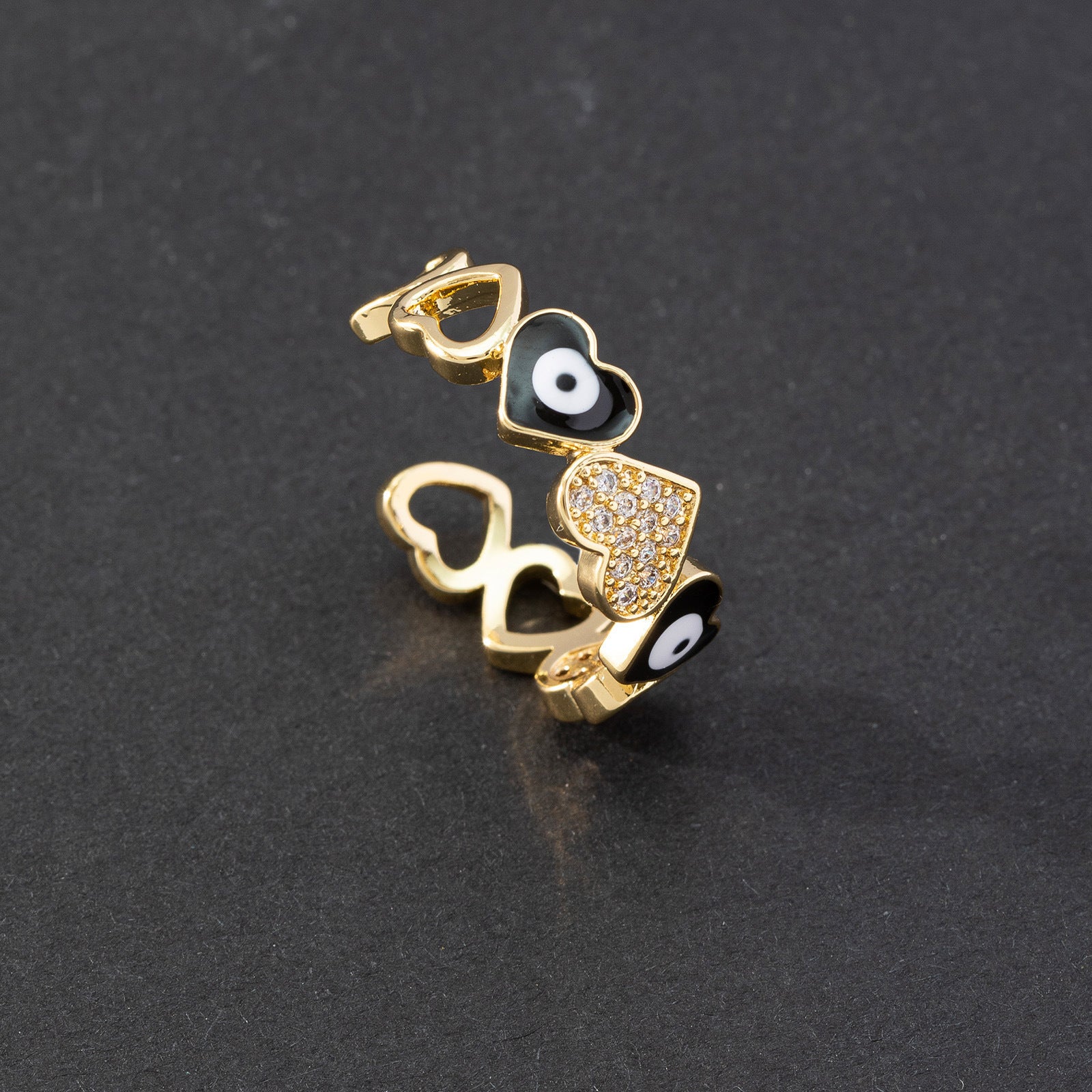 Wholesale Evil Eye Vintage Open Ring Copper Zircon Enamel Ring Fashion Jewelry Accessory For Everyday Wear