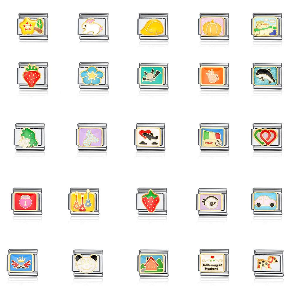 Wholesale Italian Charm Bracelet 9mm DIY Splicing Animal and Plant Stainless Steel Composable Bracelet