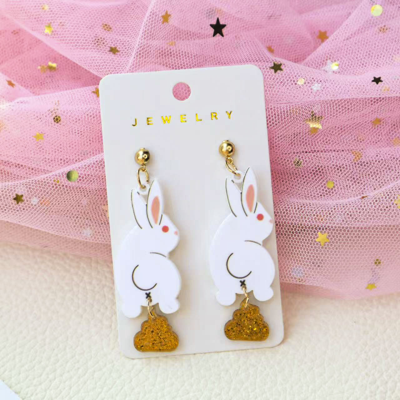 Wholesale Acrylic Easter Funny Bunny Earrings