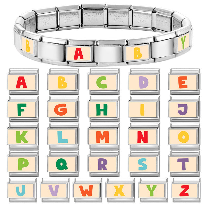 Wholesale 9mm Italian Charm Starter Bracelets DIY Letter Series Stainless Steel Composable Bracelet