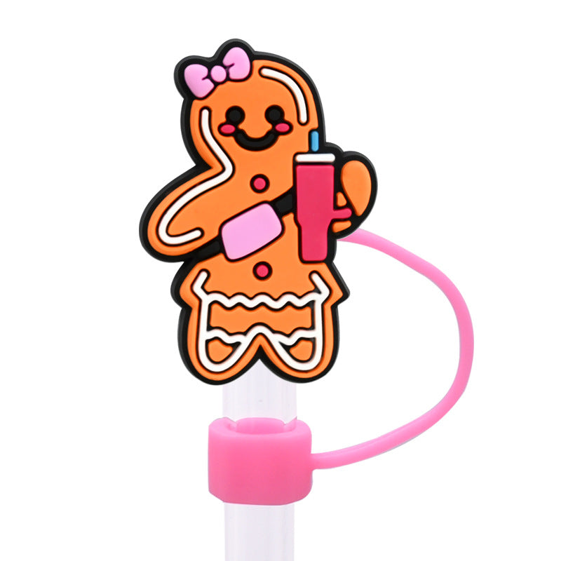 Wholesale Random 100pcs 8/10MM PVC Christmas Soft Straw Tube Cap