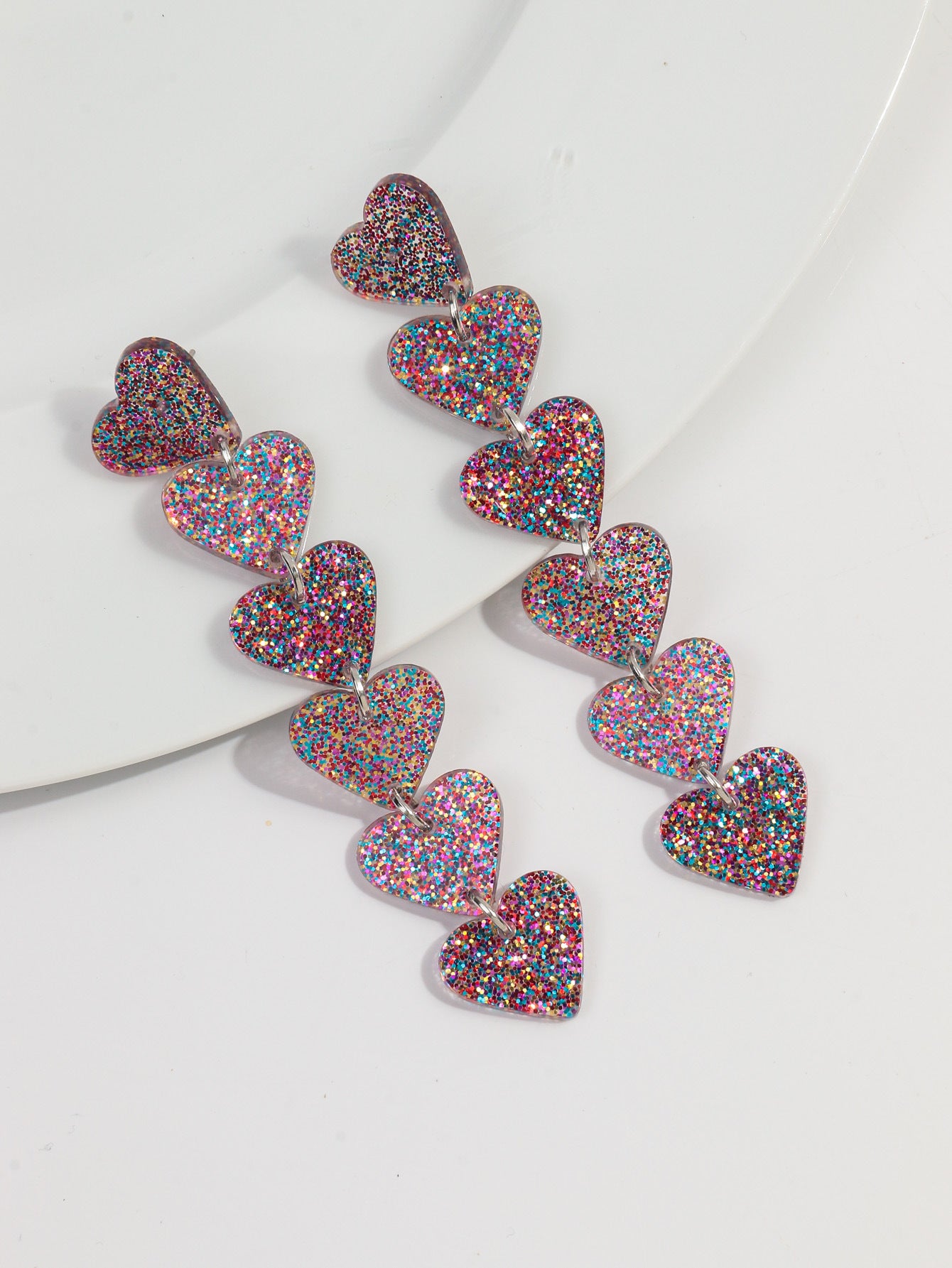 Wholesale  Acrylic Heart Love Leopard Valentine's Day Tassel Earrings