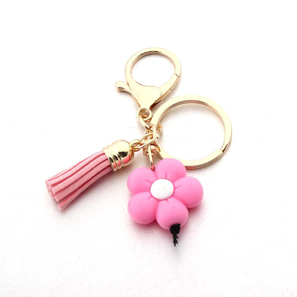 Wholesale Sunflower Tassel Silicone Beaded Keychain Cute Keychain ACC-KC-JinAn019