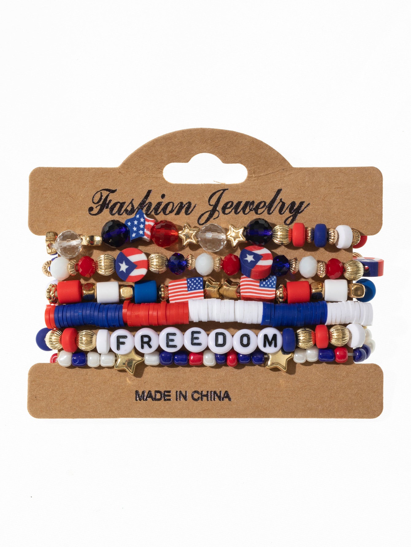 Wholesale American Flag Independence Day Multi-layer Elastic Letter Beaded Bracelet ACC-BT-Xunru002