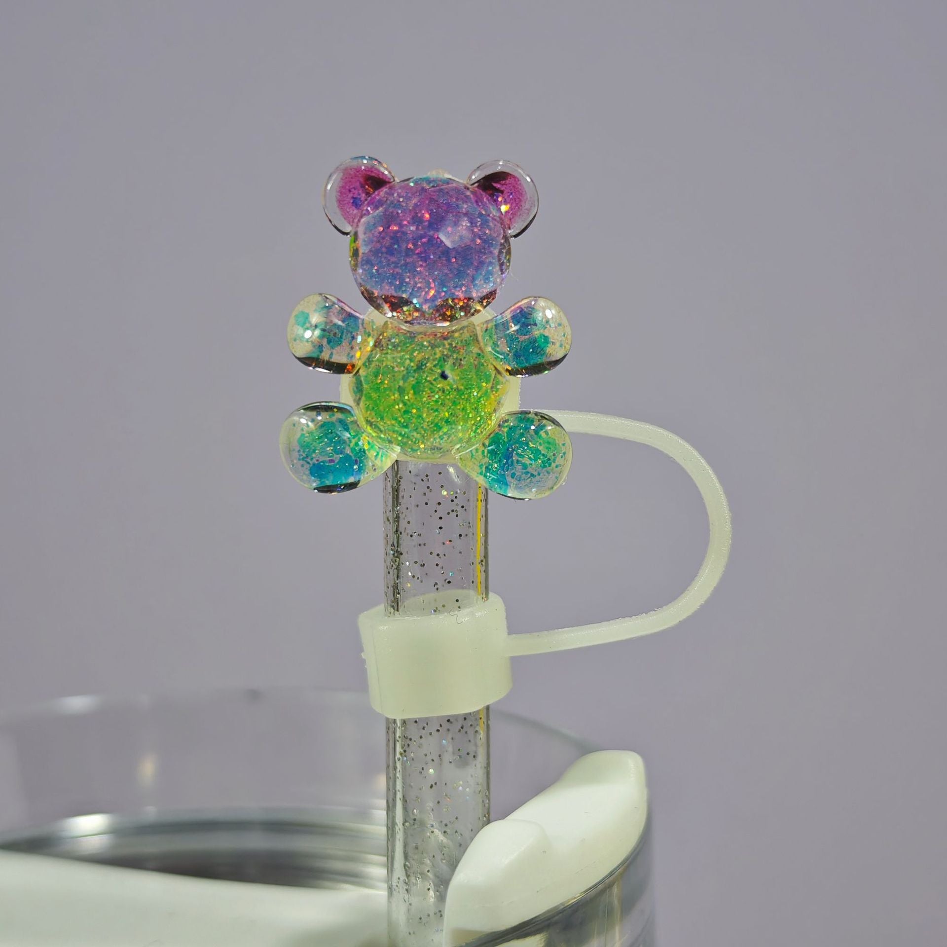 Wholesale  10mm resin bear PVC Soft Straw Tube Cap
