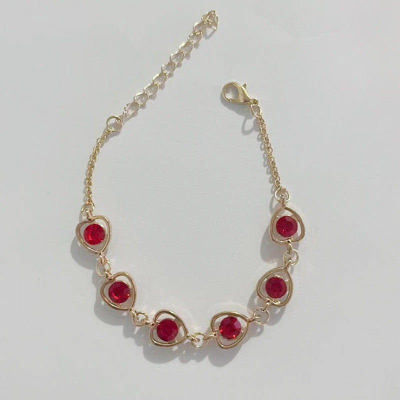 Wholesale Heart Shaped Rhinestone Bracelet Gold Black Alloy Fashion Jewelry Accessory Gift