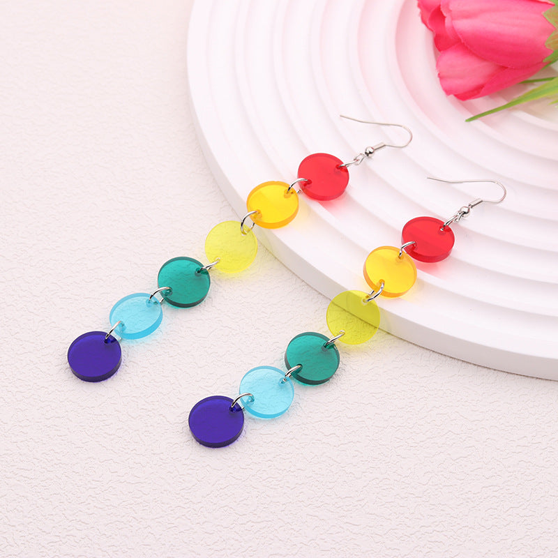 Wholesale Rainbow LGBT Pride Month Heart Shape Long Acrylic Earrings ACC-ES-DA016