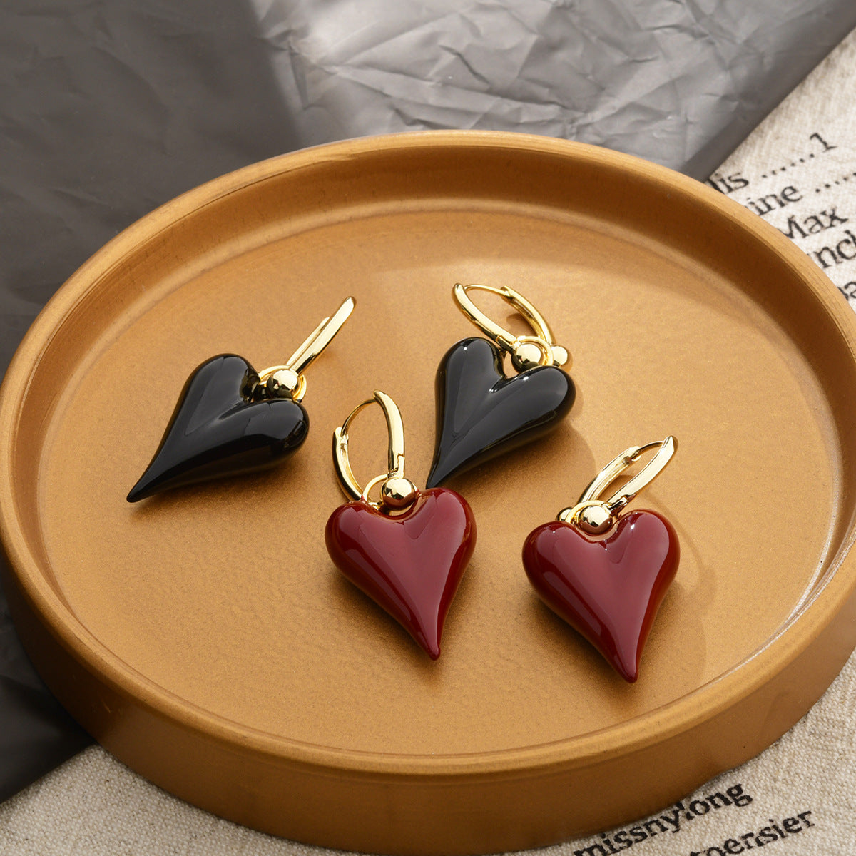 Wholesale  Red Ear Buckle Glaze Love Earrings