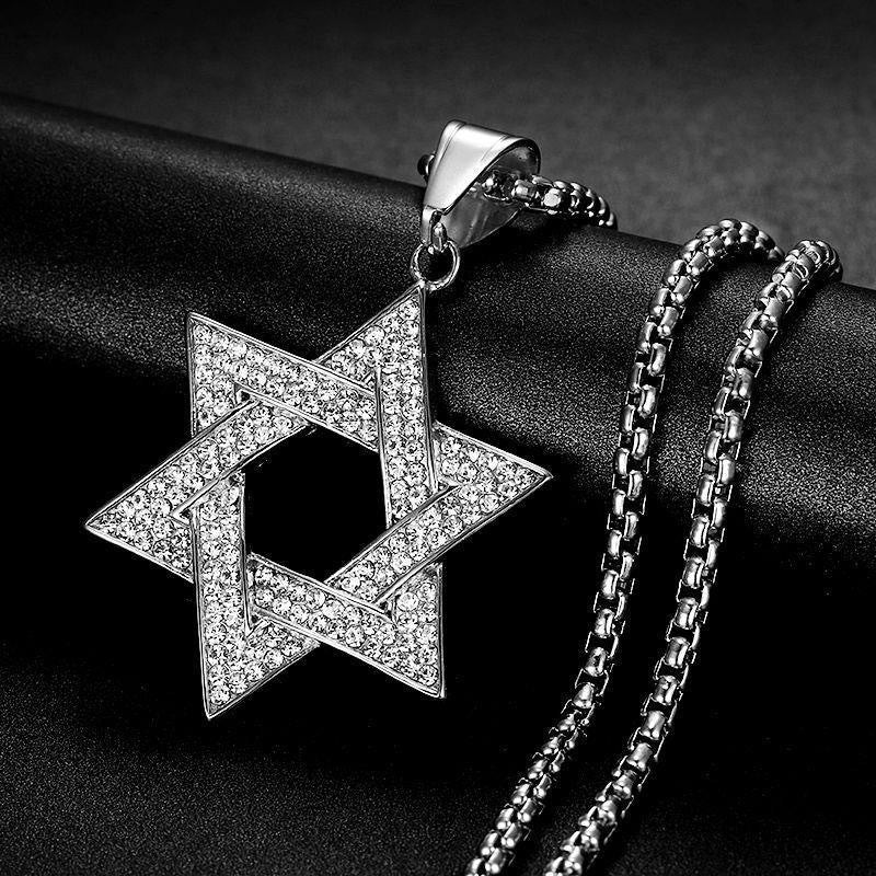 Wholesale Trendy Six-Pointed Star Pendant Necklace,  Diamond-Cut Zinc Alloy Fashion Accessory for Men and Women Layering Jewelry