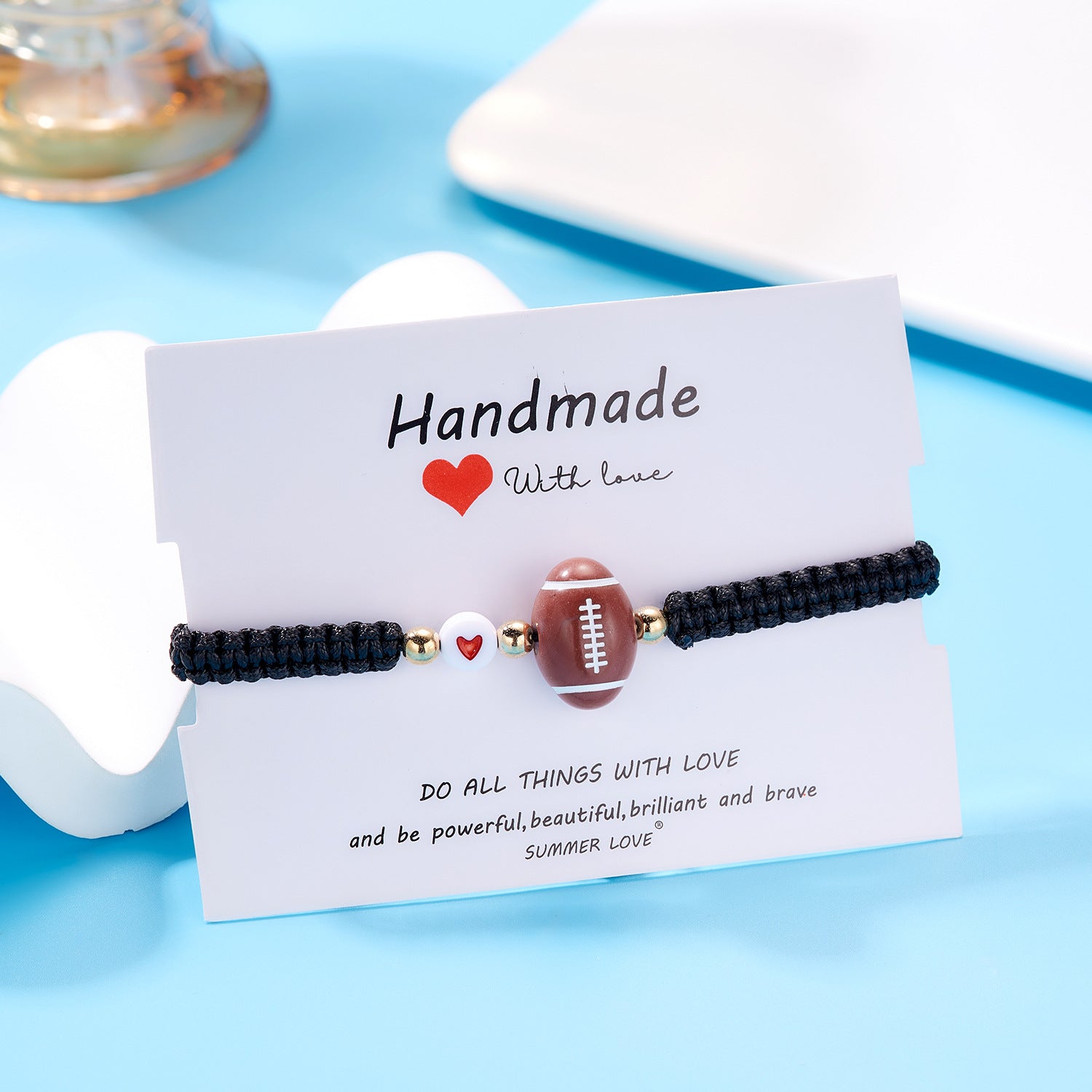 Wholesale Ball Bead Bracelet Creative Volleyball Tennis Handwoven Adjustable Bracelet ACC-BT-Bayue006