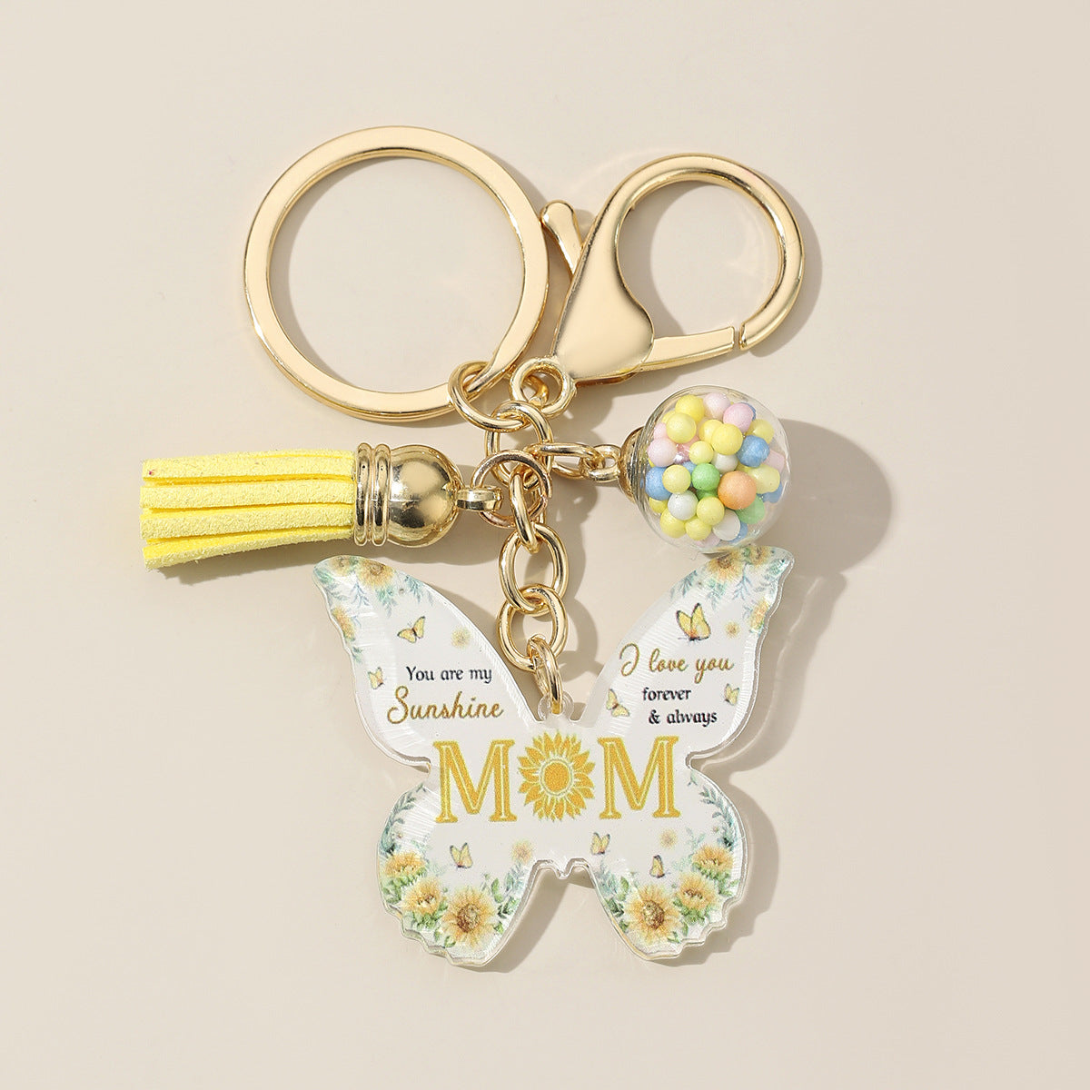 Wholesale Ladies MOM Acrylic Butterfly Color Print Heart Keychain Charm Mother's Day Gift Keychain Women's Hand ACC-KC-HuiWen004