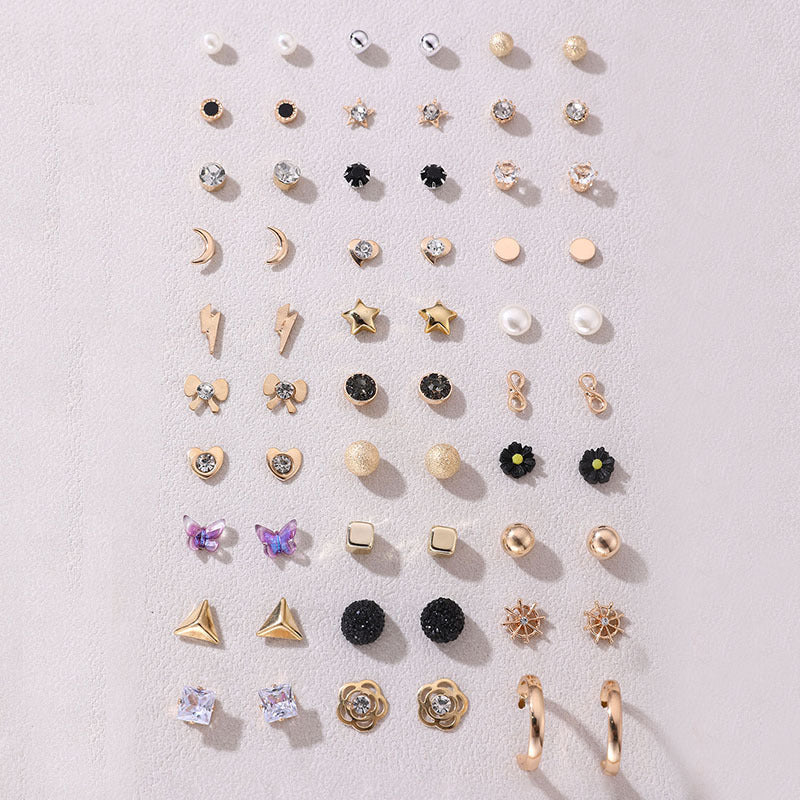 Wholesale diamond compact exquisite love pearl geometric combination female earrings