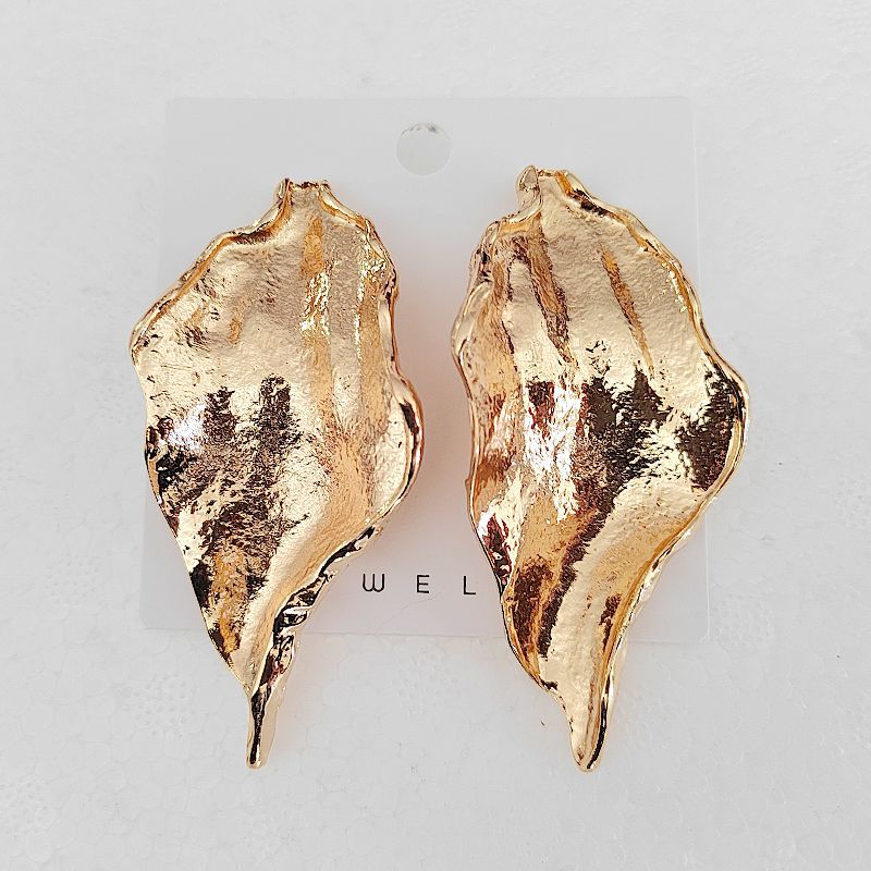 Wholesale exaggerated metal irregular leaf geometric earrings