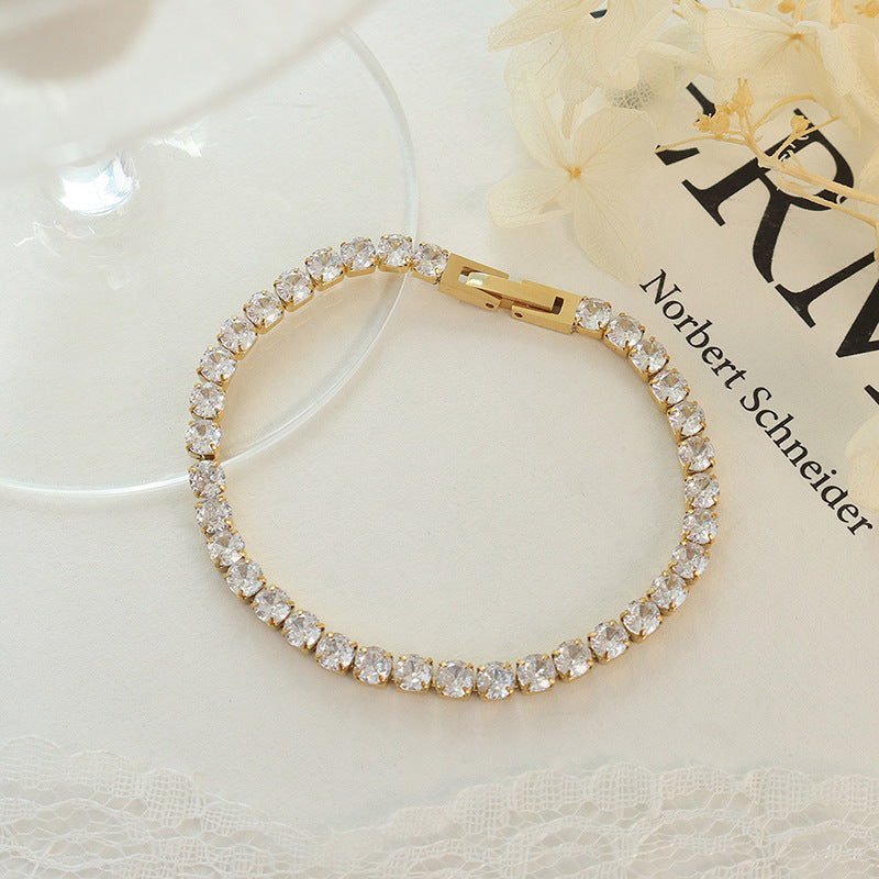 Wholesale Titanium Steel Gold Plated Zircon Bracelet Ins Style Fashion Gift