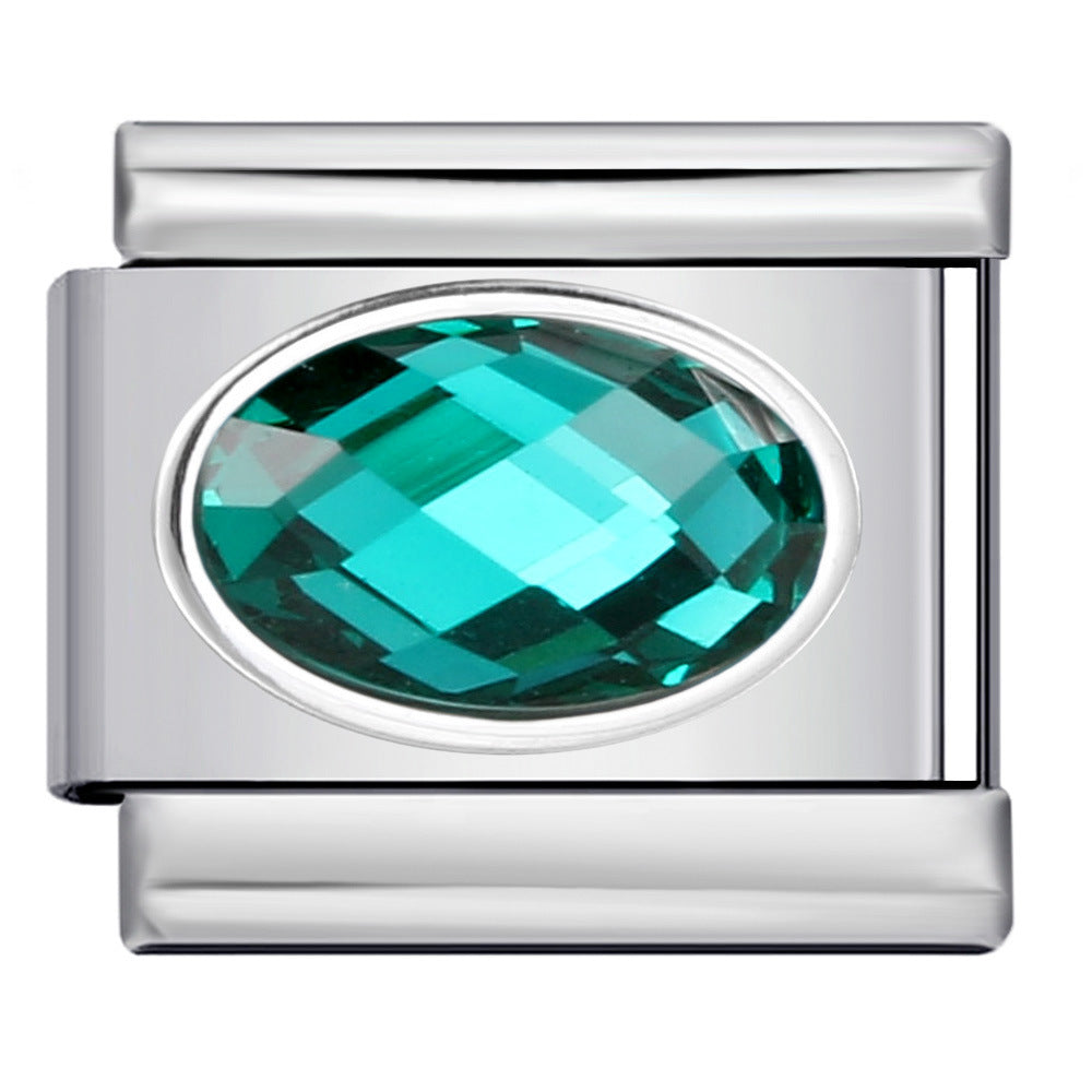 Wholesale Italian Charm Bracelet 9mm DIY Splicing Removable Oval Color Stone Stainless Steel Composable Bracelet