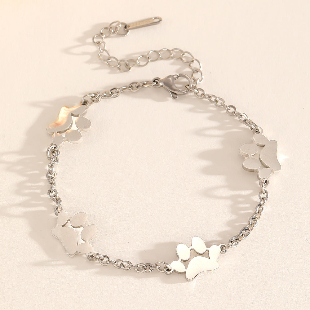 Wholesale Stainless steel pet paw print bracelet