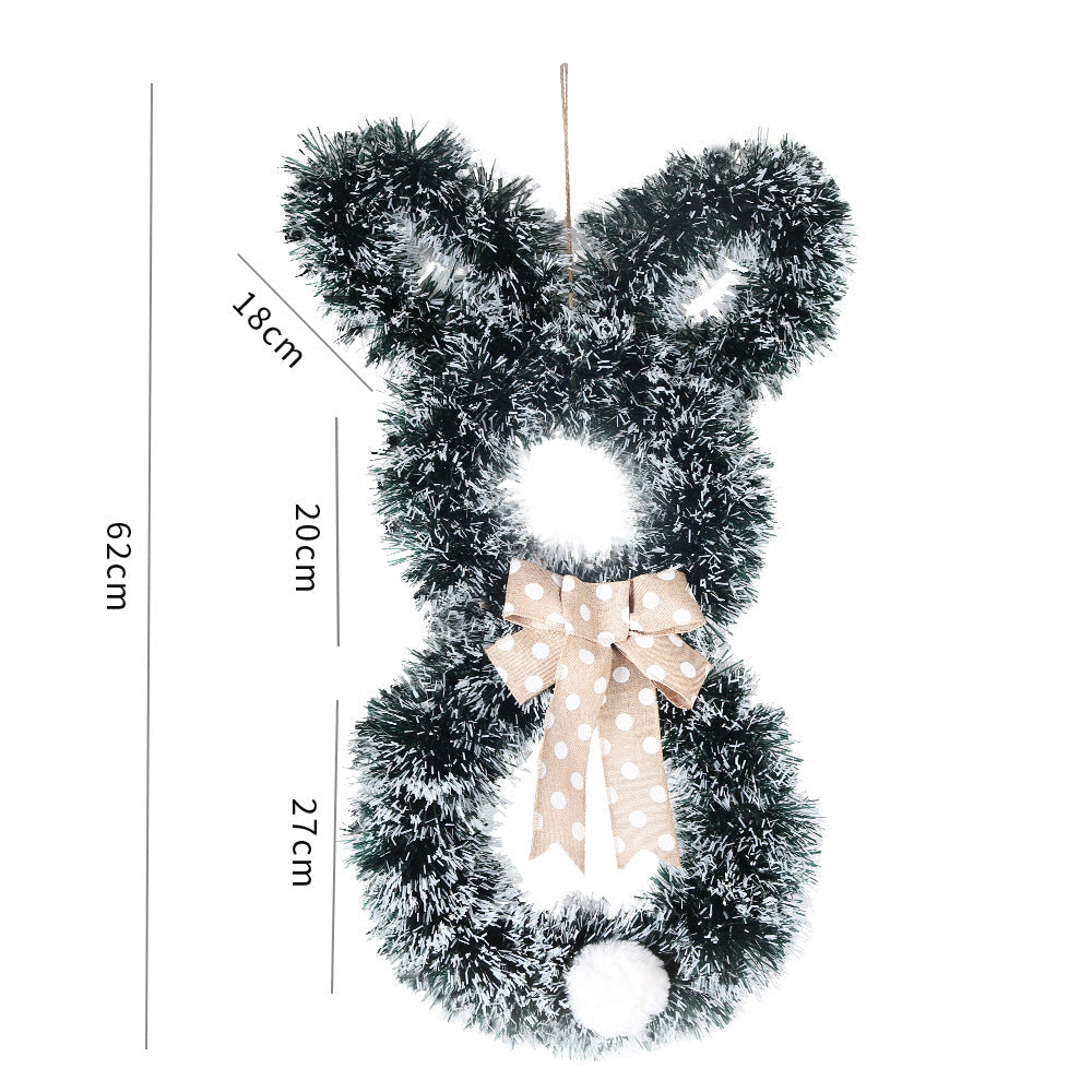 Wholesale  Easter Bunny Pendant Home Decorative Wall Hanging Door Hanging Folding Bunny Wreath Decoration