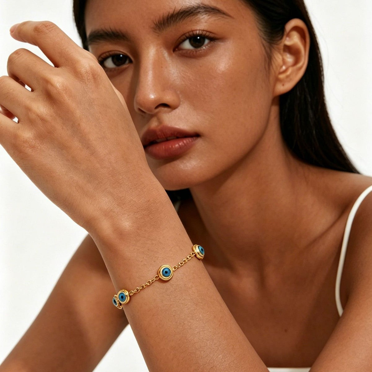 Wholesale Titanium Steel Electroplated Evil Eye Bracelet - Blue,  Women' s Everyday Wear Jewelry Accessory
