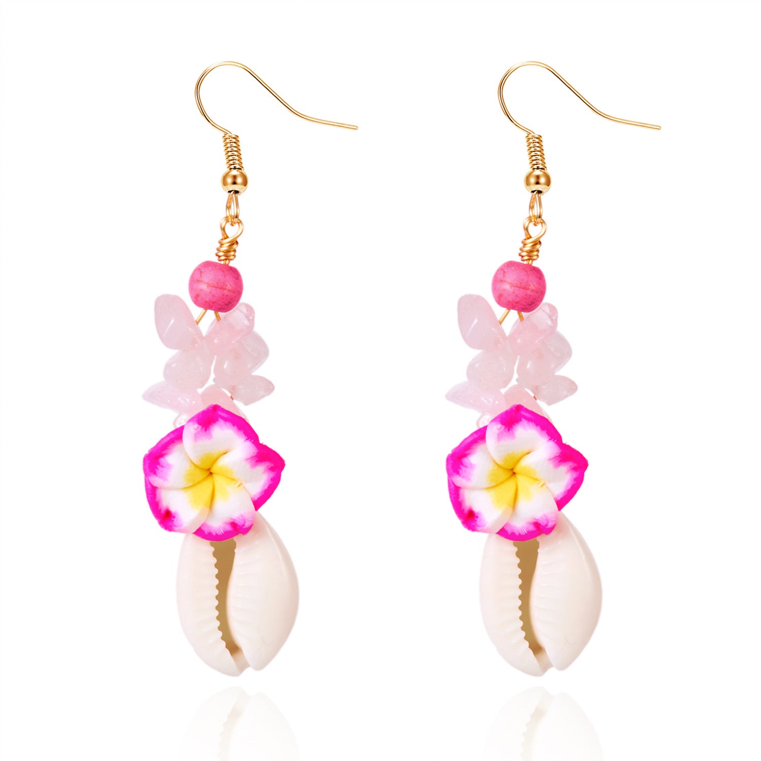 Wholesale  Bohemian beach style plumeria flower shell earrings