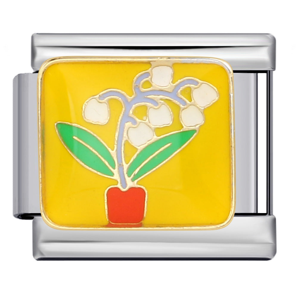 Wholesale Italian Charm Bracelet 9mm DIY Splicing Removable Flowers Stainless Steel Composable Bracelet