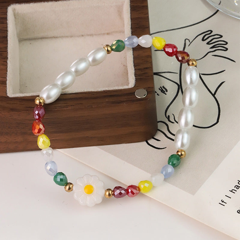 Wholesale Summer explosions dopamine daisy flower pearl necklace