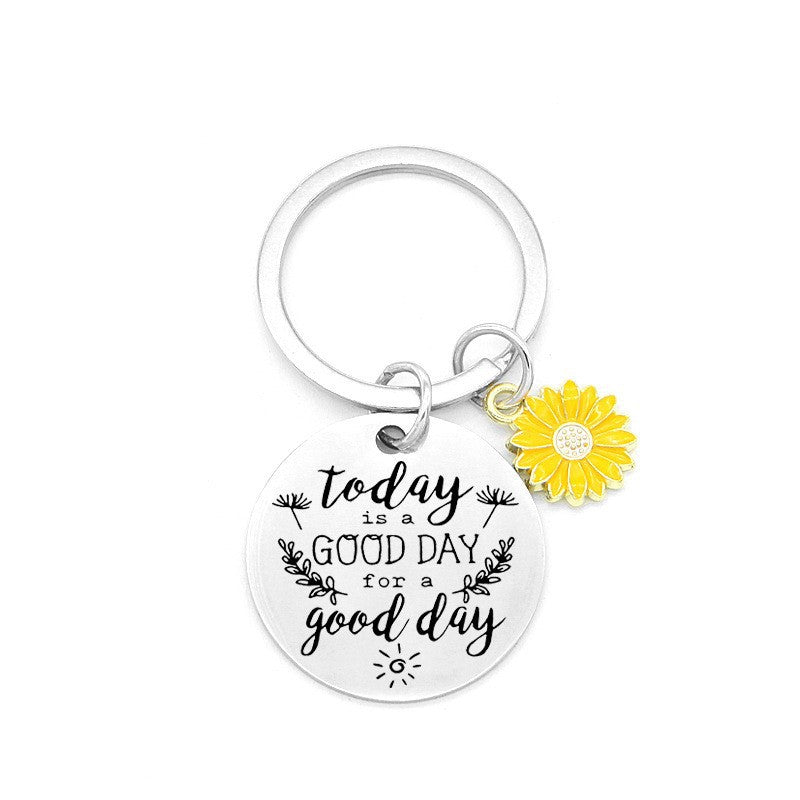 Wholesale Titanium Steel Sunflower Keychain
