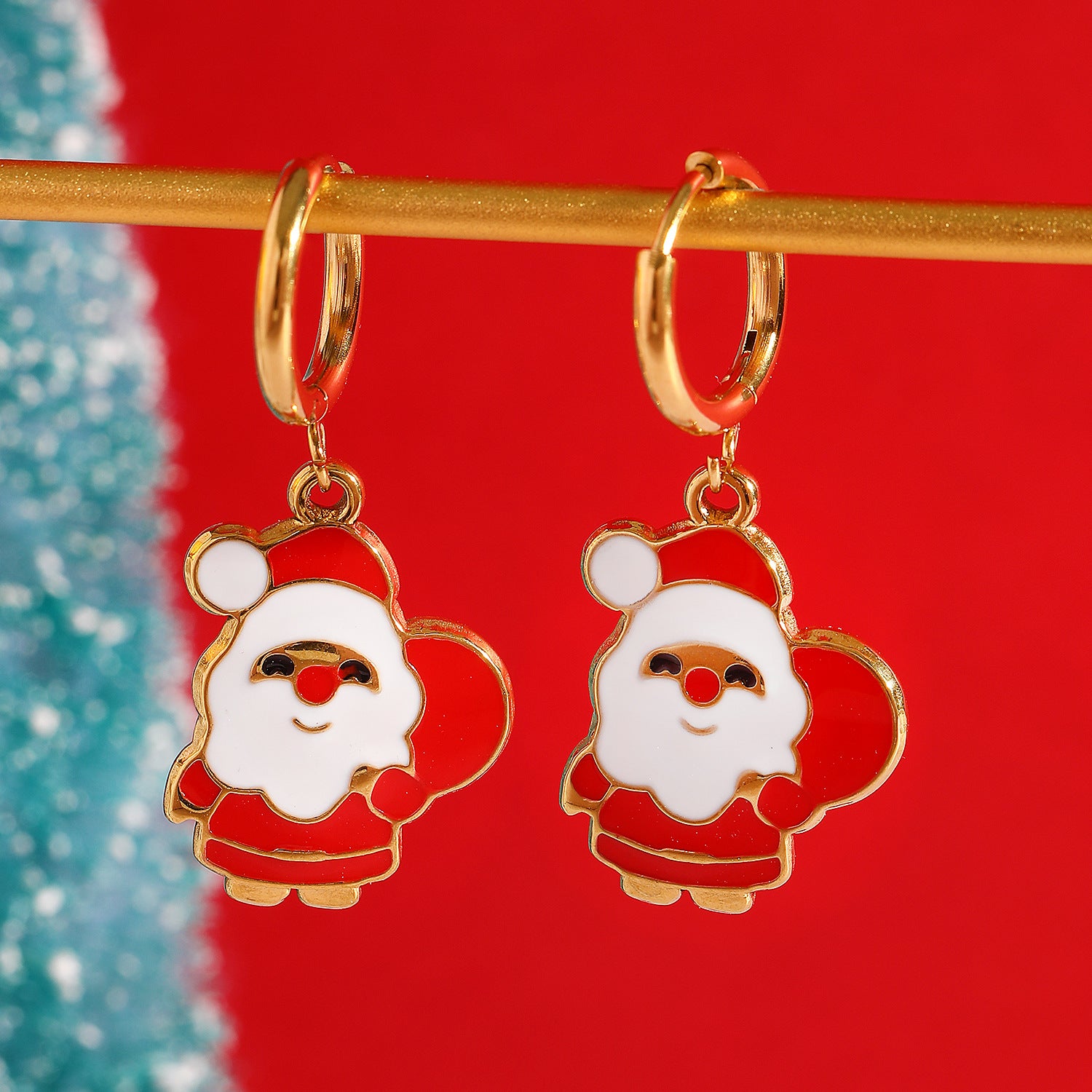 Wholesale Christmas Snowflake Earrings Stainless Steel Electroplated Jewelry Accessory for Gift and Boutique Resale