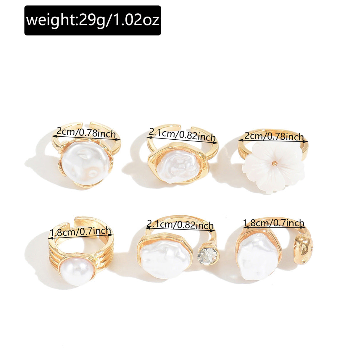 Wholesale Vintage French Style Imitation Pearl Ring Set - Irregular Flower Design Women' s Fashion Accessory