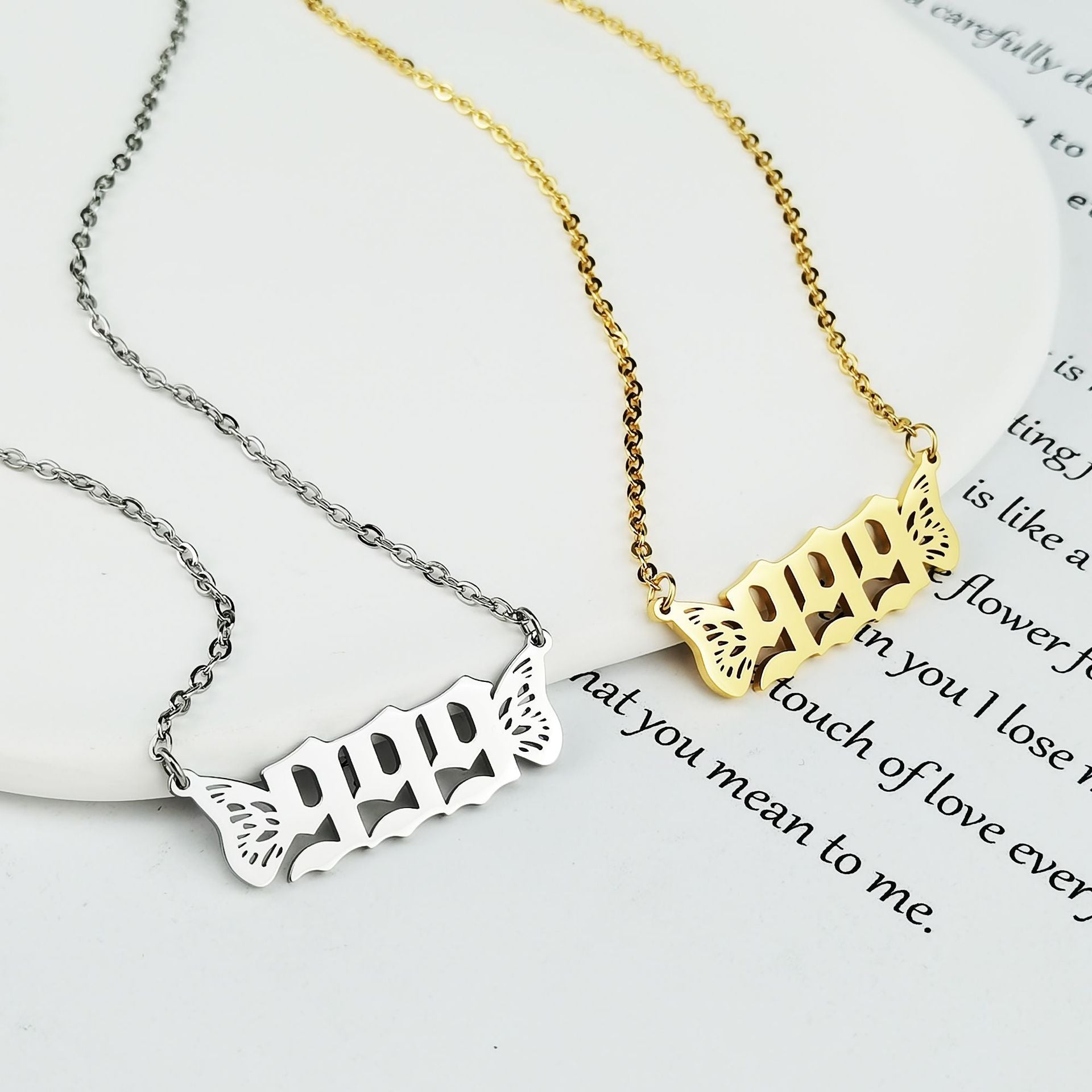 Wholesale 18K Gold Chain Stainless Steel Angel Number Necklaces ACC-NE-GuDi004