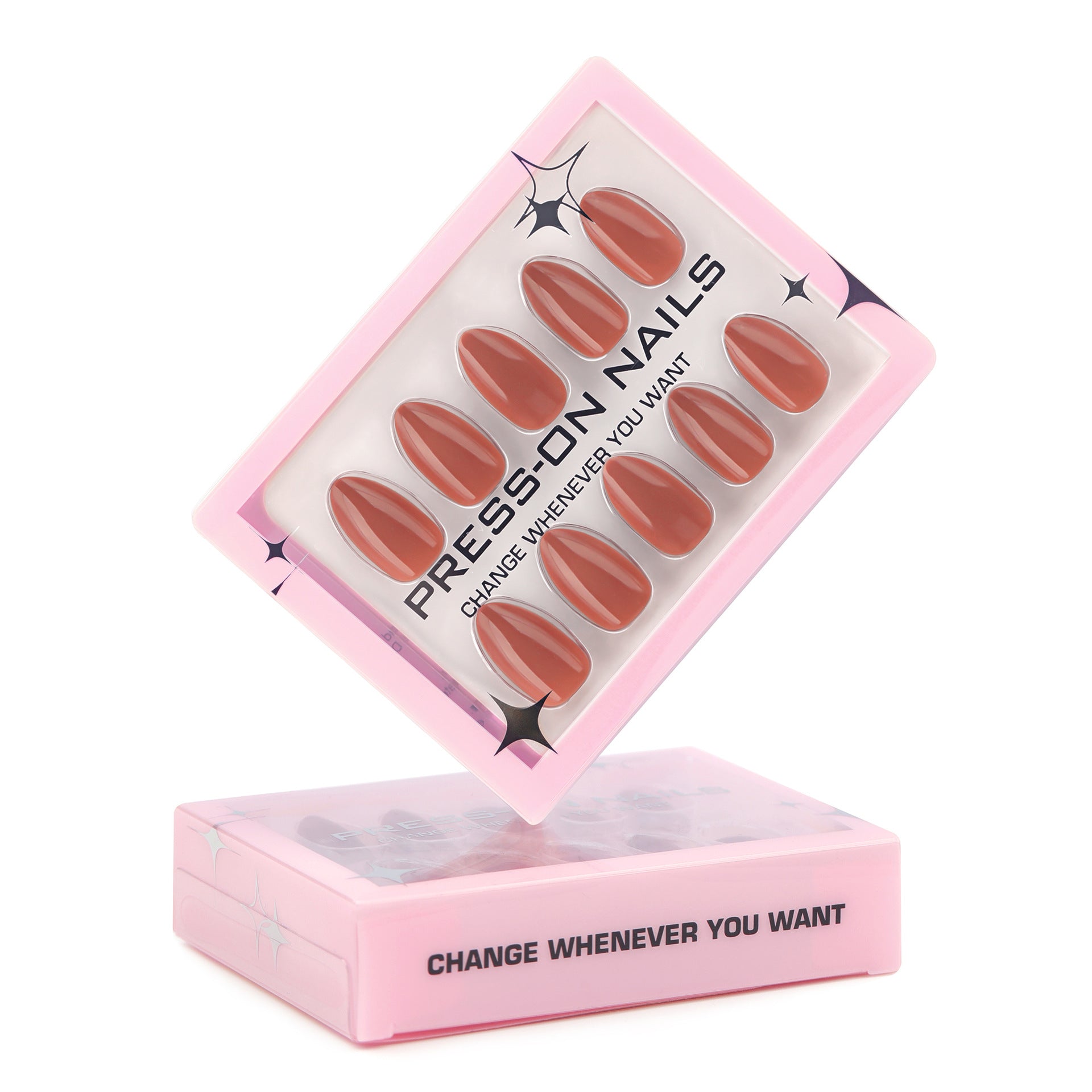 Wholesale 24 Pieces/box Pure Brown Bow Nails Kits Nail Stickers