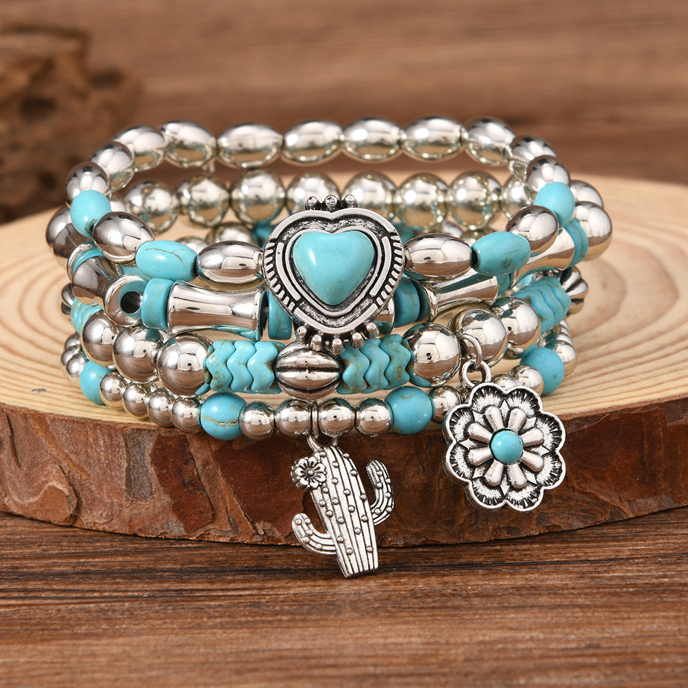 Wholesale Bohemian Turquoise Stackable Bracelet Set - Fashion Accessory for Everyday Wear