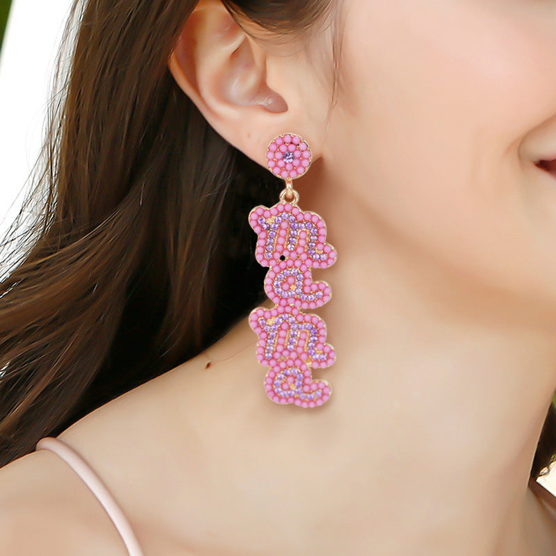 Wholesale pearl MAMA fashion alloy earrings ACC-ES-RuLong003