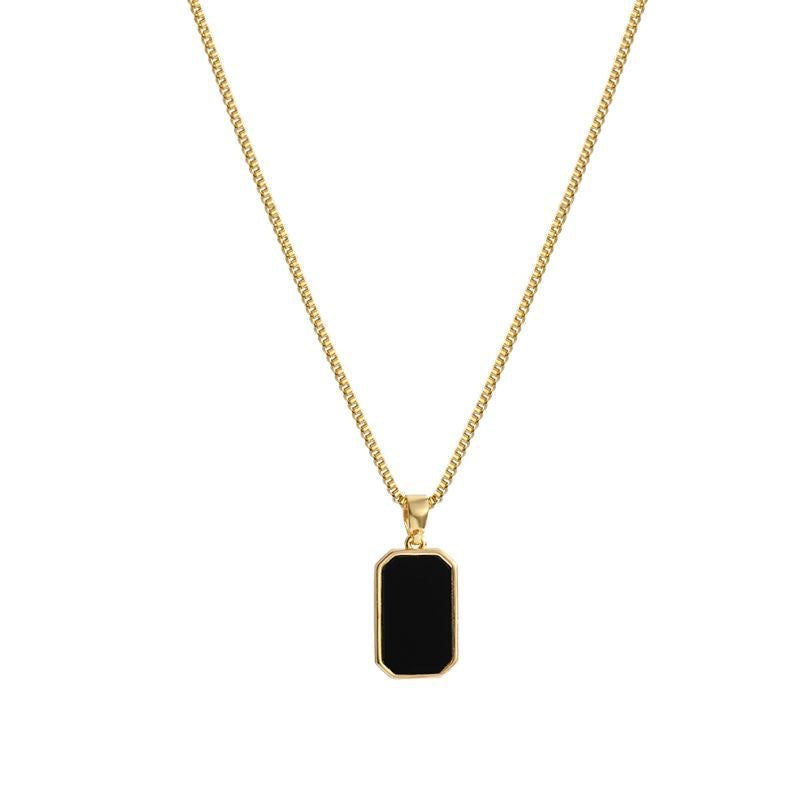 Wholesale Alloy  Black Rectangular Pendant Necklace